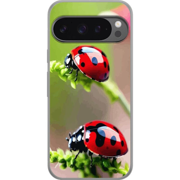 Google Pixel 9 Pro XL Gennemsigtig cover Ladybug Insekt Held Symbol Naturlig Motiv Populær Grafisk Motiv Dekoration Sommer Tur
