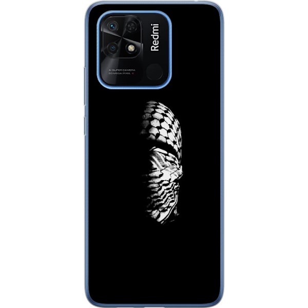 Xiaomi Redmi 10C Läpinäkyvä kuori Keffiyeh-kuviointi - klassinen palestiinalainen mustavalkoinen shaali, jolla on kulttuurinen merkitys