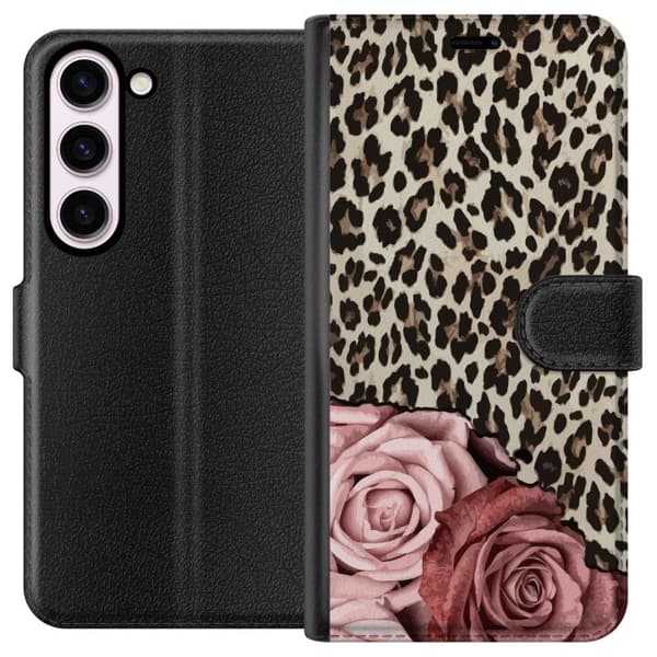 Kompatibelt Plånboksfodral till Samsung Galaxy S23 Leopardrosor