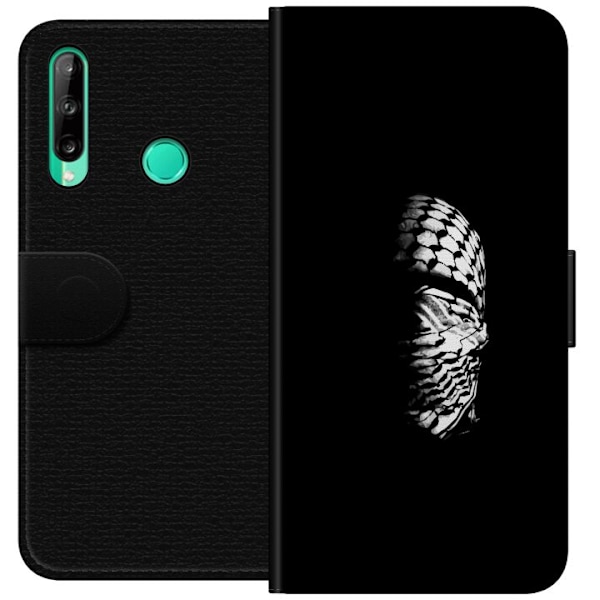 Huawei P40 lite E Tegnebogsetui Keffiyeh-mønster - klassisk sort-hvid palæstinensisk tørklæde med kulturel betydning