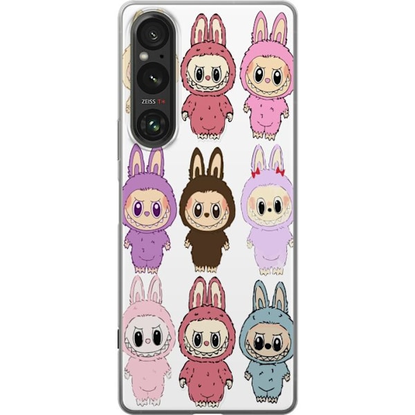 Sony Xperia 1 V Gennemsigtig cover Labubu Pink Monster - Popkunst med Kawaii-touch