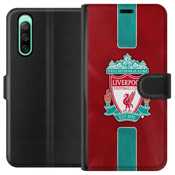 Sony Xperia 10 IV Tegnebogsetui Liverpool FC - Klassisk Fodboldstolthed i Rødt