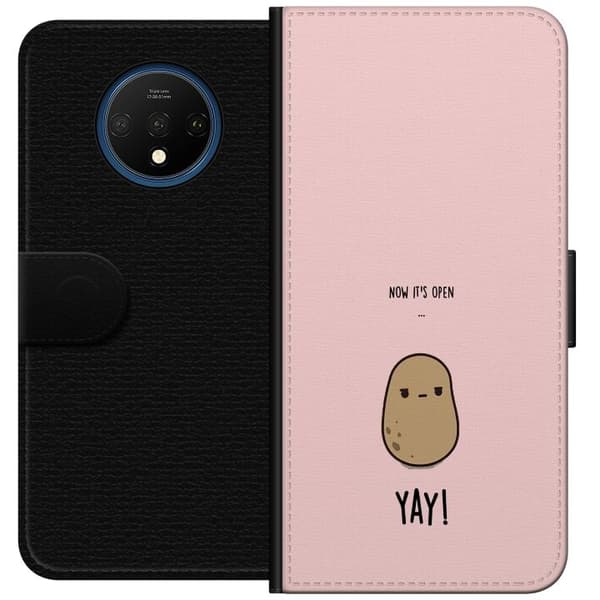 Kompatibelt Plånboksfodral till OnePlus 7T Rolig potatis med Yay-text rosa