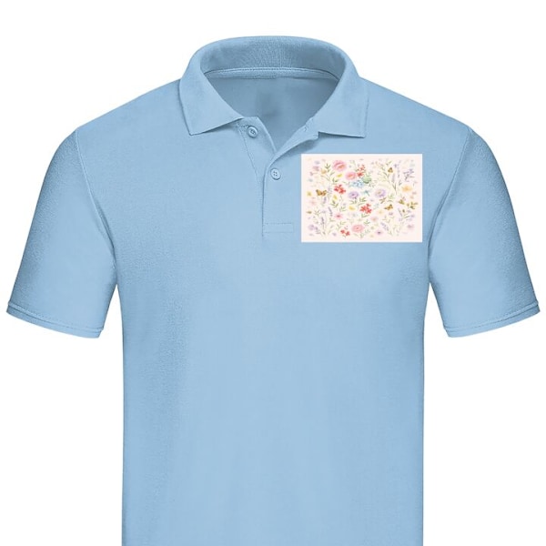 Piqué for Voksen | Elegant Piquégenser Blomster Lyseblå X-Large