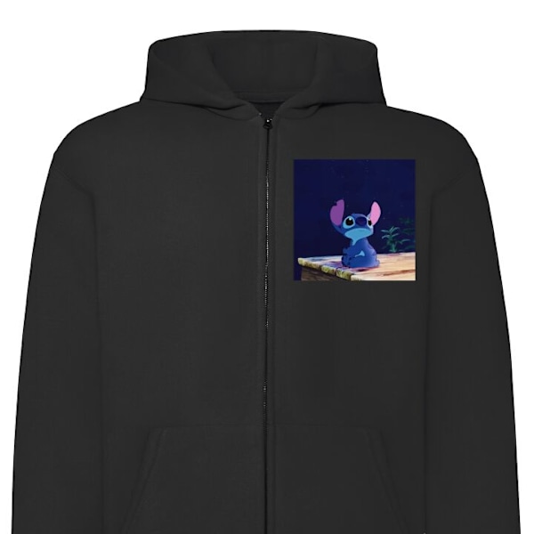 Zip-Hoodie | Hættetrøje med Lynlås til Voksne Stitch Stjern sort XL