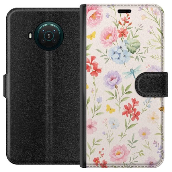 Nokia X10 Tegnebogsetui Blomster