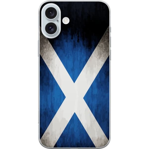 Kompatibelt Mobildeksel til Apple iPhone 16 Plus Skottlands flagg med grunge effekt og blå hvit design blå