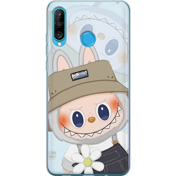 Huawei P30 lite Läpinäkyvä kuori Labubu hattuineen - Pop Mart -hahmo Mr. Butcher retrotyylillä ja luonteella