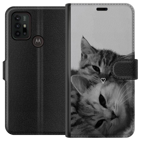 Motorola Moto G30 Plånboksfodral Katt Hjärta