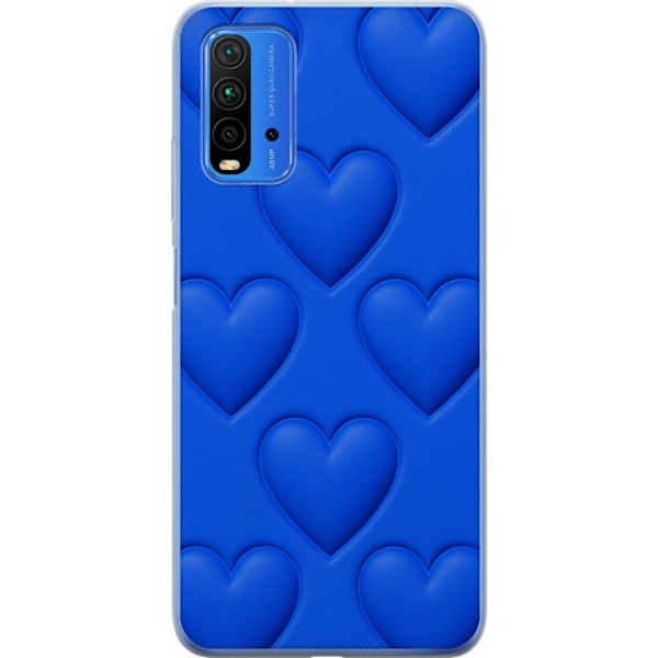Xiaomi Redmi 9T Gennemsigtig cover Blå Hjerter