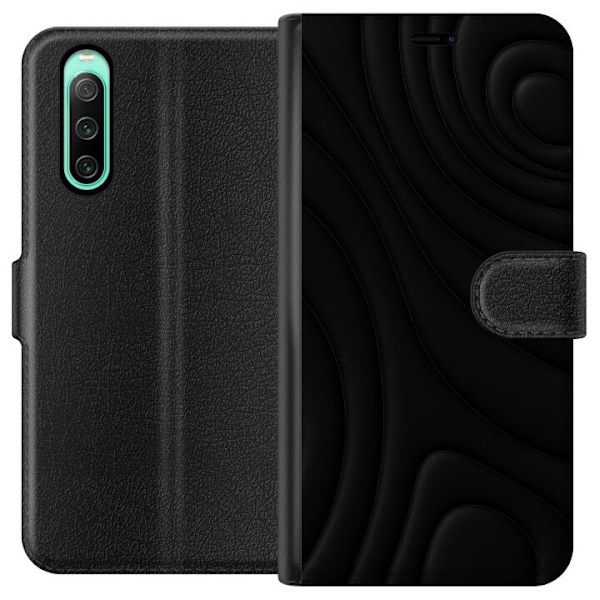 Sony Xperia 10 IV Tegnebogsetui Sorte Bølger