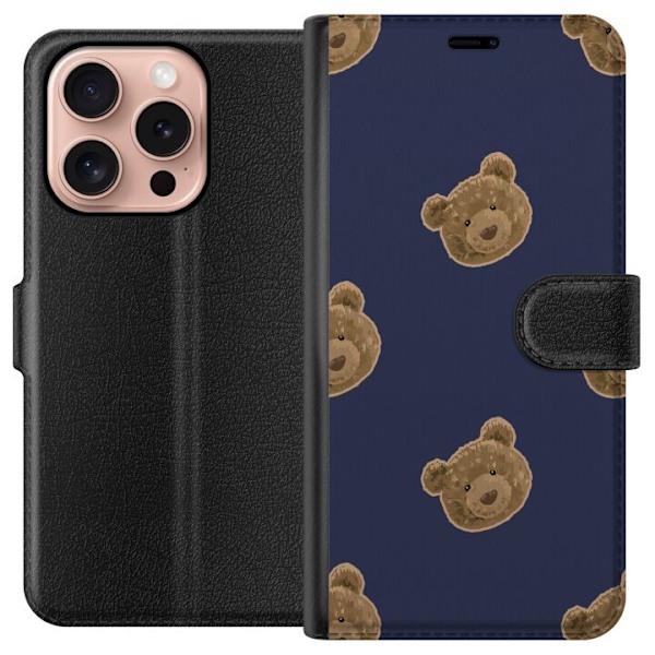 Apple iPhone 16 Pro Lommeboketui  Teddy Bear Mønster