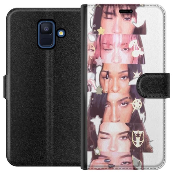 Kompatibel Tegnebogsetui til Samsung Galaxy A6 (2018) KATTEØJE hvid