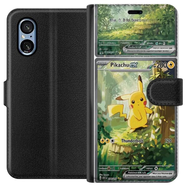 Kompatibel Tegnebogsetui til Sony Xperia 10 VI Pikachu grøn