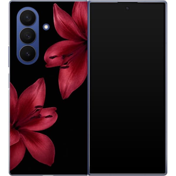 Kompatibel Mobilcover til Samsung Galaxy Z Fold7 Sort liljegrafik sort