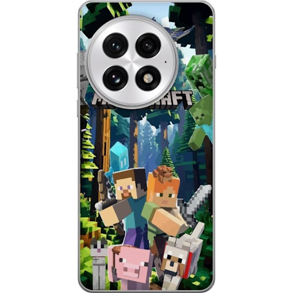 OnePlus 13 Läpinäkyvä kuori Minecraft-matkapuhelinkotelo metsällä ja pikselityylisillä hahmoilla