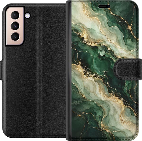 Kompatibelt Plånboksfodral till Samsung Galaxy S21 Skogsagat grön