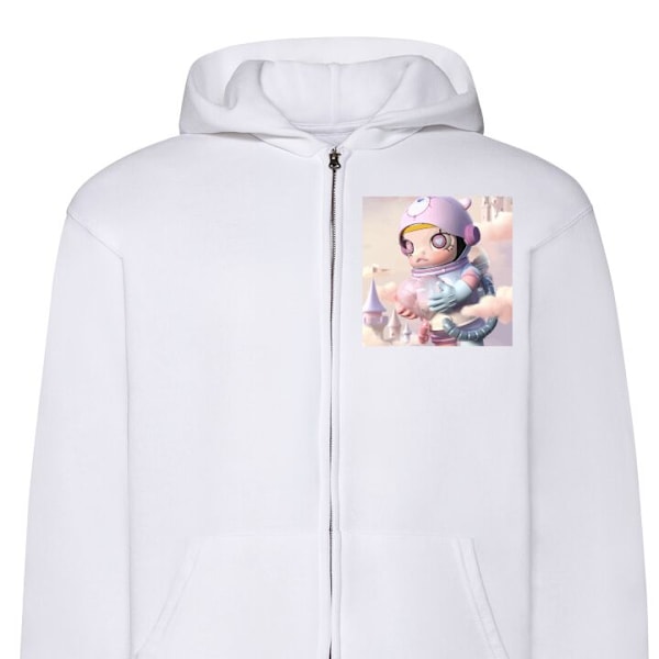 Zip-Hettegenser | Hettegenser med Glidelås for Voksne Mega Space Molly Care Bears-serien - Share Bear utgave hvit M