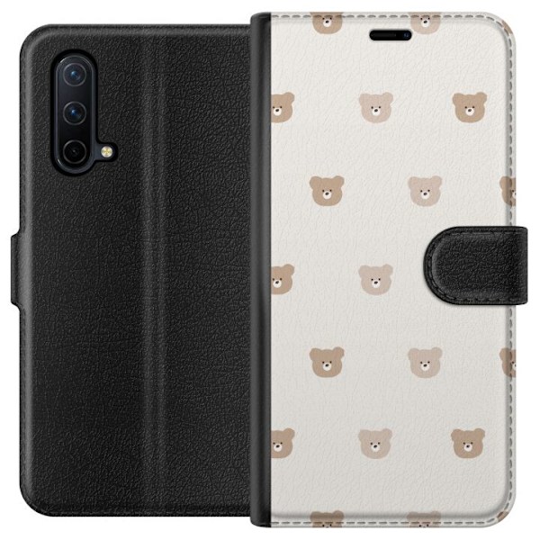OnePlus Nord CE 5G Lompakkokotelo Teddy-tausta - söpöt teddykarhut pehmeällä taustalla