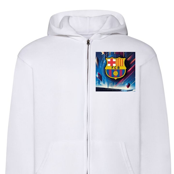 Zip-Hoodie | Huvtröja med Dragkedja för Vuxna FC Barcelona vit XL