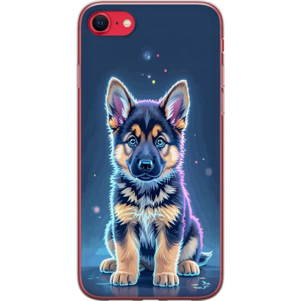 Kompatibelt Mobildeksel til Apple iPhone 8 Neonlyst schäfervalp med blå og lilla lys-effekter blå