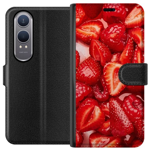 OnePlus Nord CE4 Lite Lompakkokotelo Mansikkakuviointi - makea