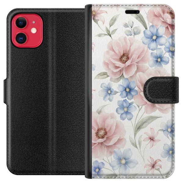 Apple iPhone 11 Tegnebogsetui Romantiske blomster