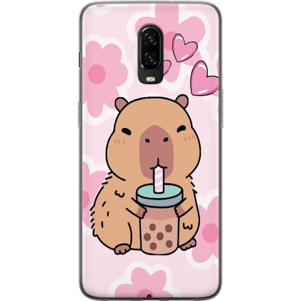 OnePlus 6T Läpinäkyvä kuori Kawaii Capybara Sydän Anime-ty