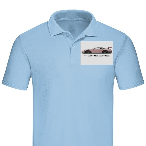 Poloshirt til Voksen | Elegant Poloshirt Porsche 911 Pink Lyseblå X-Large