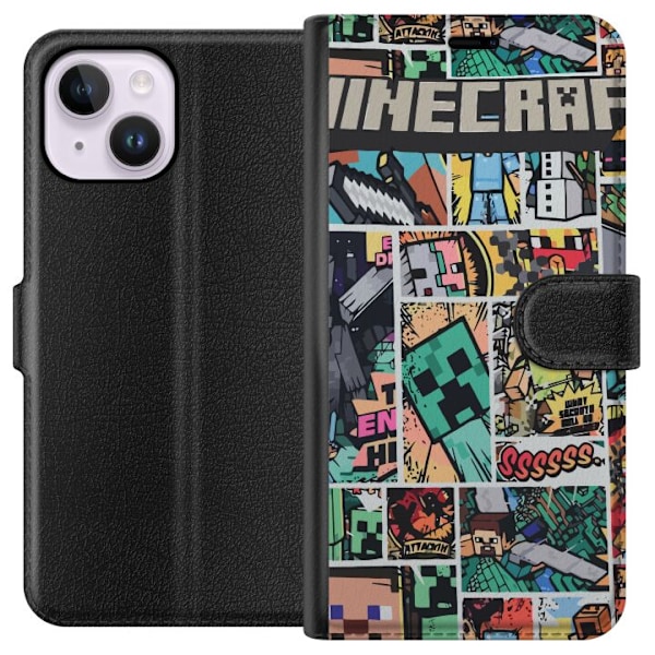 Apple iPhone 15 Plus Plånboksfodral Minecraft Art
