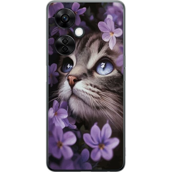 OnePlus Nord CE3 Gennemsigtig cover Kat og blomster