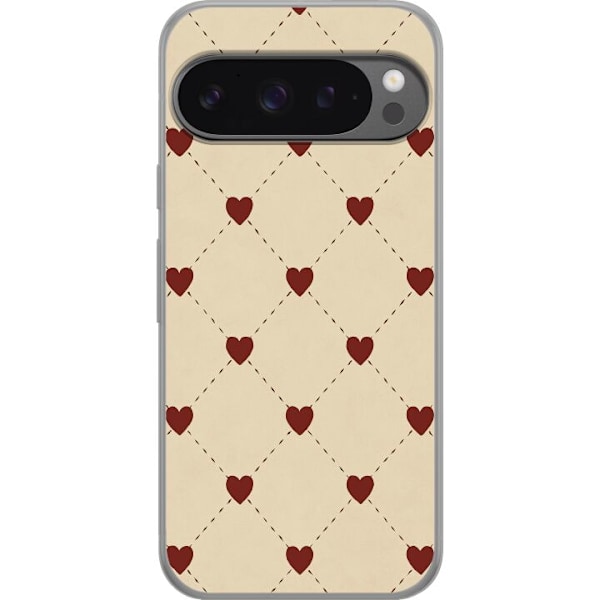 Google Pixel 9 Pro XL Läpinäkyvä kuori Sydänverkko