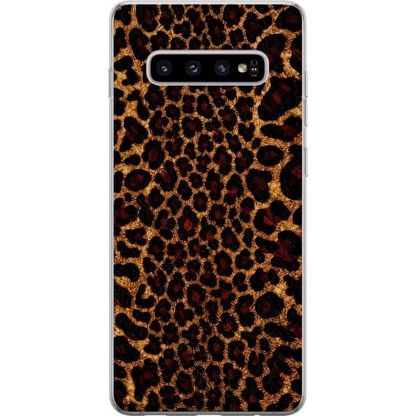 Kompatibelt Mobildeksel til Samsung Galaxy S10+ Vill leopard brun