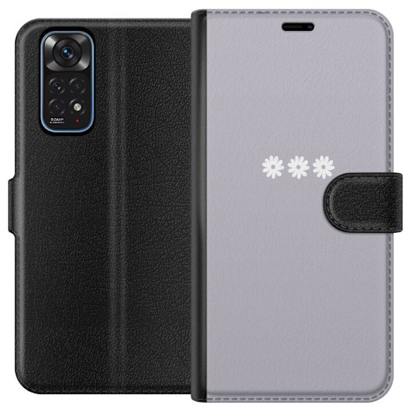 Xiaomi Redmi Note 11 Plånboksfodral Lila Blomminimalism – stilrent blommotiv på lila bakgrund