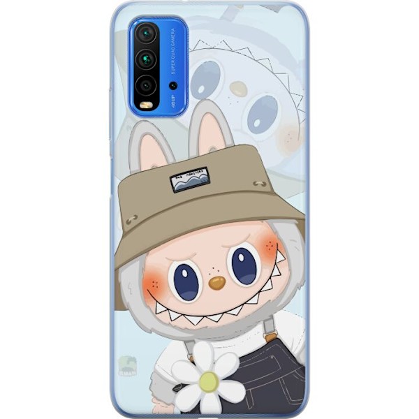 Xiaomi Redmi Note 9 4G Läpinäkyvä kuori Labubu hattuineen - Pop Mart -hahmo Mr. Butcher retrotyylillä ja luonteella