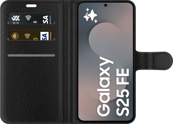 Kompatibelt Lommeboketui til Samsung Galaxy S25 FE Sølvskip - Grått motiv med alien i sølvfarget romskip. grå