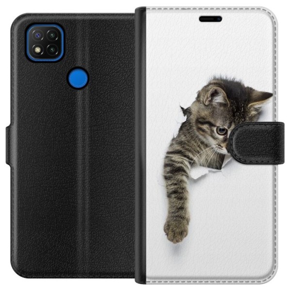 Xiaomi Redmi 9C Plånboksfodral Curious Kitten