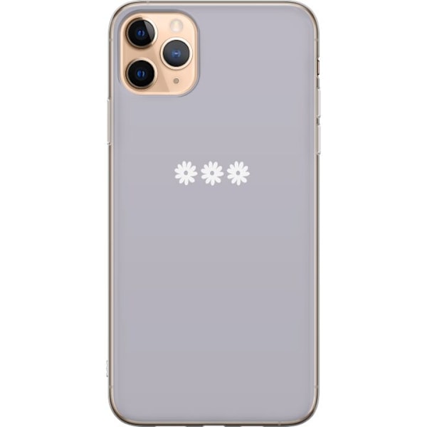 Apple iPhone 11 Pro Max Genomskinligt Skal Lila Blomminimalism – stilrent blommotiv på lila bakgrund