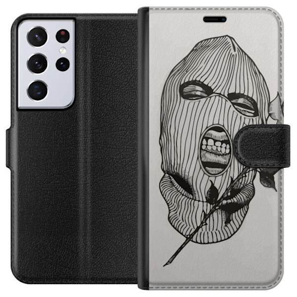 Samsung Galaxy S21 Ultra 5G Lompakkokotelo Hiihtomaski Ros Katutyö Muotoilu Graafinen Kuvio Jännitys Kaupunkityyli Katutaidetta Naamiaiset Symboli