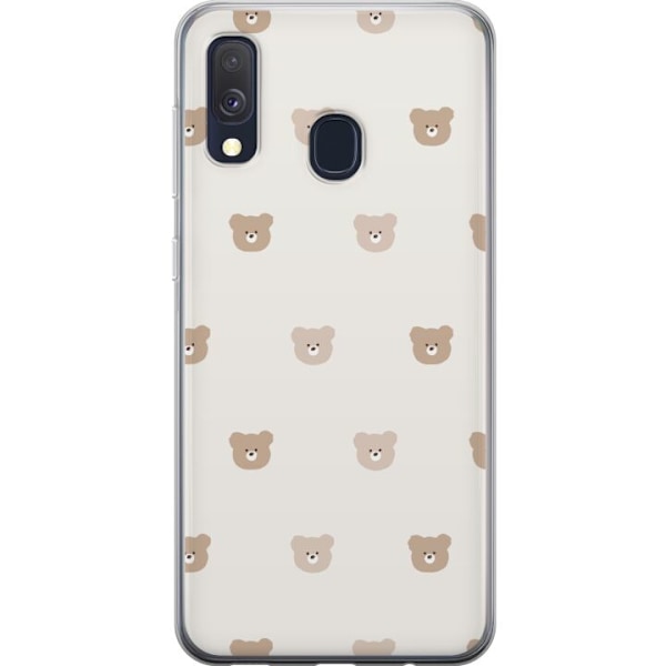Samsung Galaxy A40 Läpinäkyvä kuori Teddy-tausta - söpöt teddykarhut pehmeällä taustalla