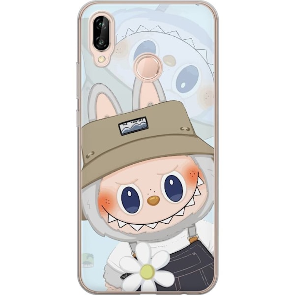 Huawei P20 lite Läpinäkyvä kuori Labubu hattuineen - Pop Mart -hahmo Mr. Butcher retrotyylillä ja luonteella