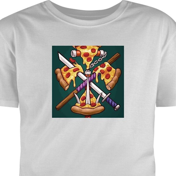 Børne T-shirt | Behagelig T-shirt til Børn Pizza grå 7-8 År