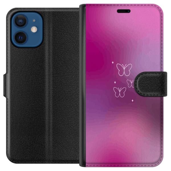 Kompatibelt Plånboksfodral till Apple iPhone 12 mini Fjärilar Rosa