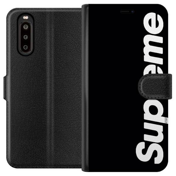 Sony Xperia 10 II Tegnebogsetui Supreme Sort Hvid Streetwear Design Klassisk Modeikon Trend Urban Stil Grafiskt Motiv Populær