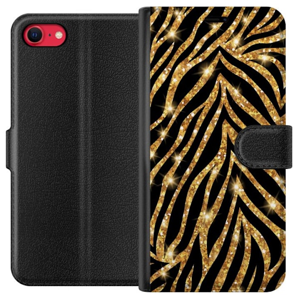 Apple iPhone 8 Tegnebogsetui Guld & Glitter