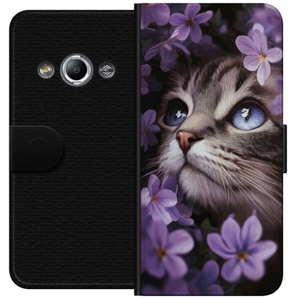 Samsung Galaxy Xcover 3 Plånboksfodral Kat och blommor