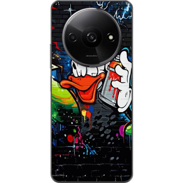Xiaomi Redmi A3 Gennemsigtig cover Kalle Anka Graffiti Disney Design Sjovt Børnemotiv Farve Grafisk Populær Serie Ikonisk Disneyfigur
