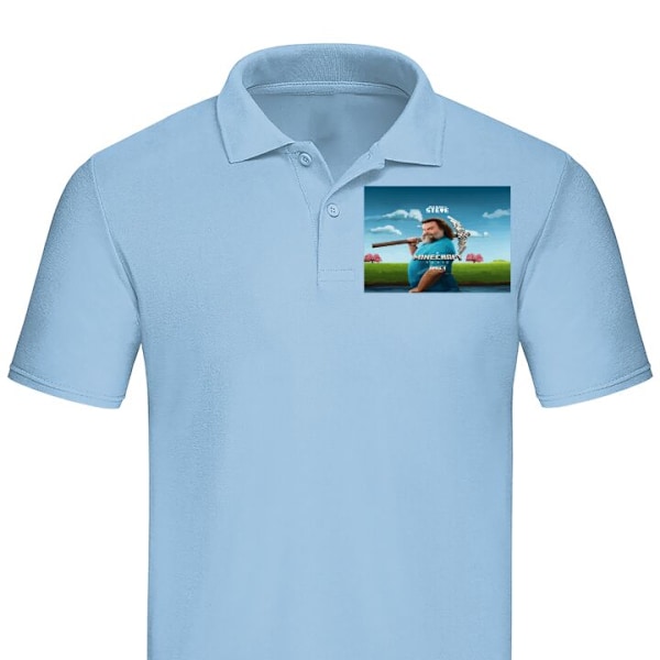 Poloshirt til Voksen | Elegant Poloshirt En Minecraft Film Lyseblå X-Large