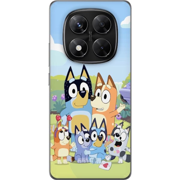 Xiaomi Redmi Note 14 Pro Genomskinligt Skal Bluey mobilskal med hela familjen i färgglad design