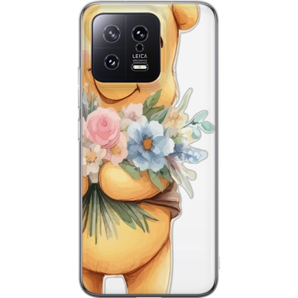 Xiaomi 13 Genomskinligt Skal Nalle Puh med blommor – klassis